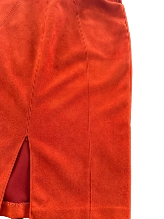 Andrew Marc Faux Suede Pencil Skirt - Rust Orange - Size Medium - Picture 3 of 7
